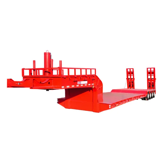 Chinese Factory 60tons Steel Lowboy Loader Truck 3axles Low Bed Semi Trailer 